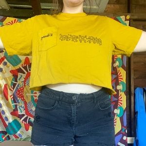 Kieth Haring yellow crop tee
